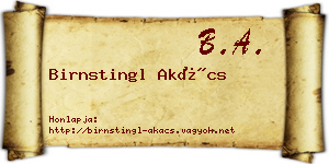 Birnstingl Akács névjegykártya
